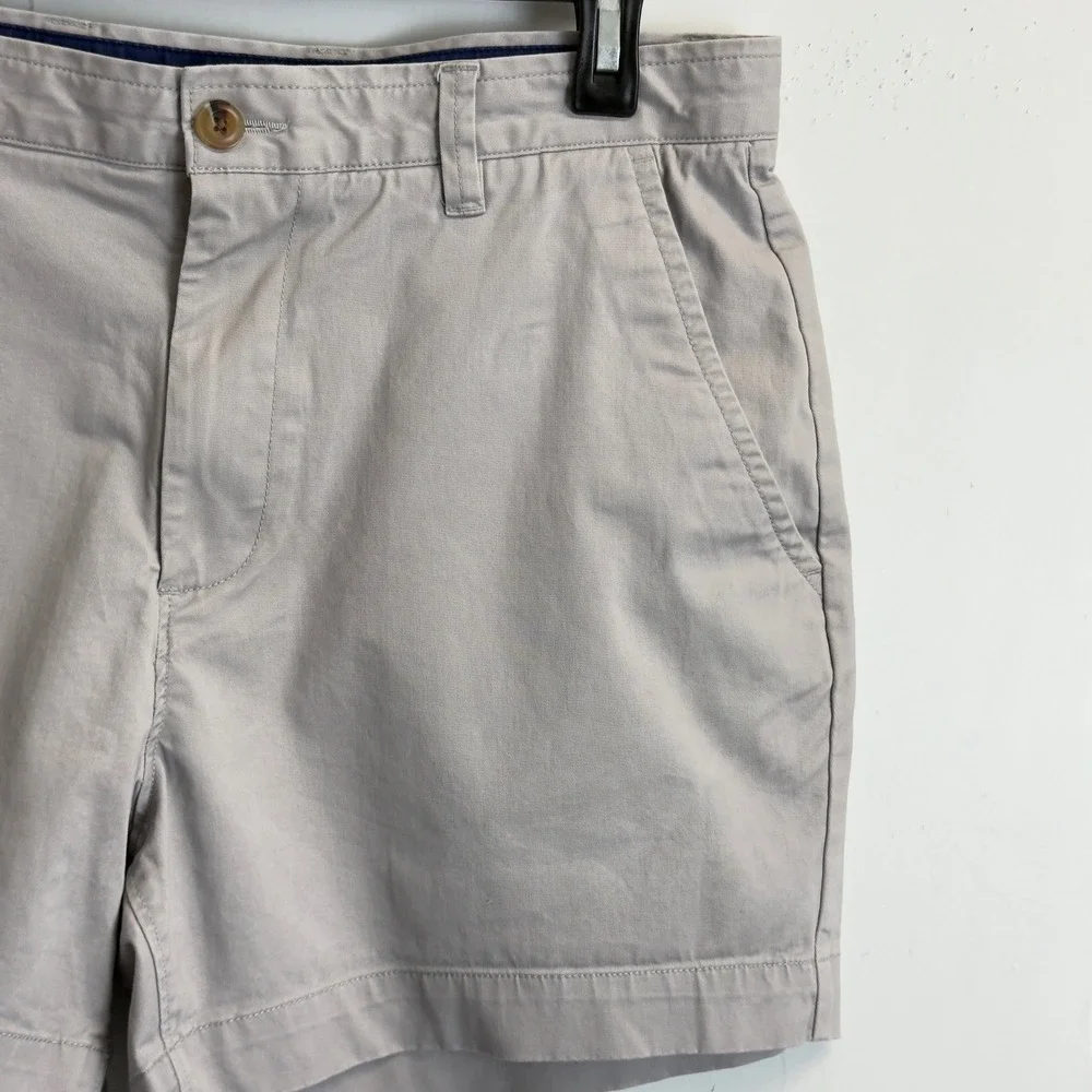 Lot of 2 Crown Ivy Mens Chino Shorts Khaki Grey Flat Front Cotton Size 34 LP